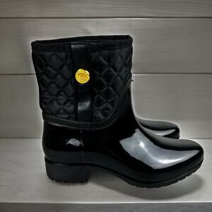 Tommy Hilfiger Womens 8 Freza Black Quilted Ankle Rain Boot waterproof ankle